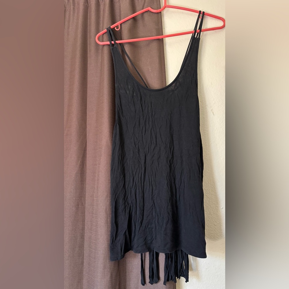 Mahina Black Fringe Tank Top